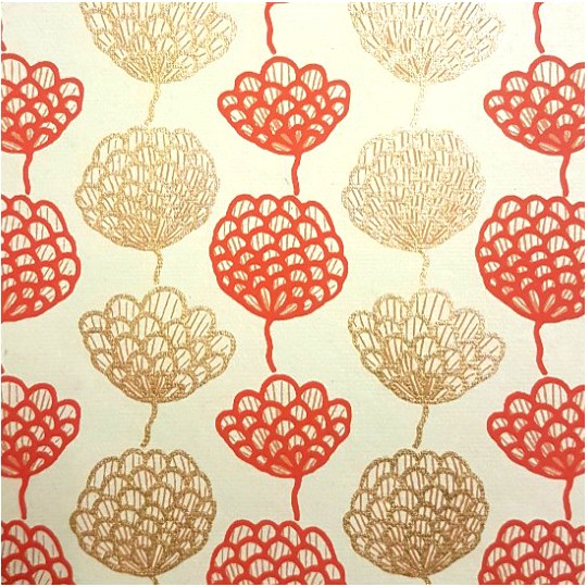 Papier indien 50x70cm Guirlande Pomme de Pin rouge et or Papier indien 50x70cm Guirlande Pomme de Pin rouge et or