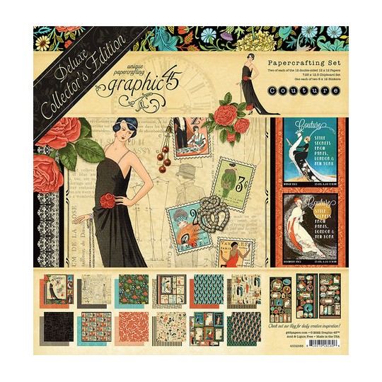 Papier scrapbooking Graphic 45 Couture Deluxe Collector's Edition recto verso 30x30 24fe assortiment Papier scrapbooking Graphic 45 Couture Deluxe Collector's Edition recto verso 30x30 24fe assortiment