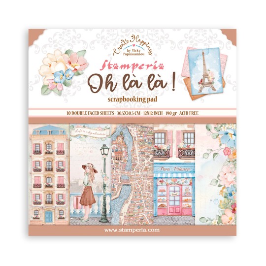 Papier scrapbooking Create Happiness Oh la la Stamperia 10f 30x30 assortiment