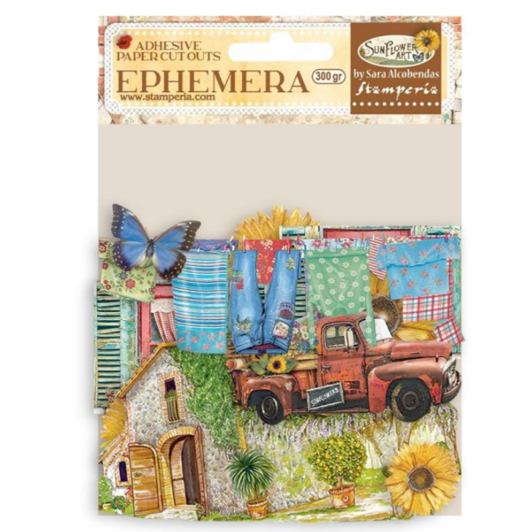 Die Cuts Ephémère papier adhesif Sunflower Art élémens et tournesols Stamperia