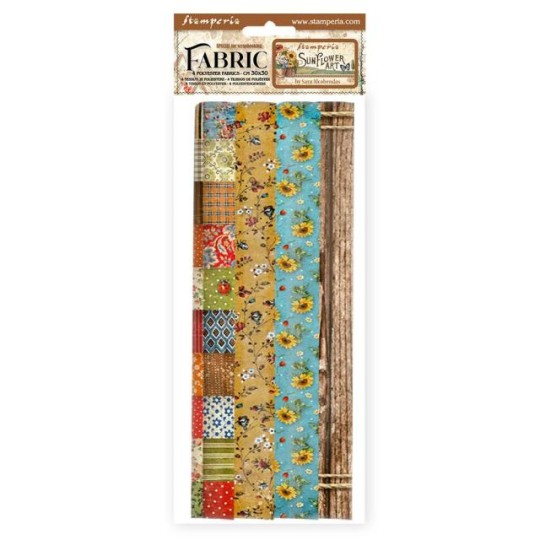 Paquet de 4 feuilles de tissu Sunflower Art Stamperia 30x30cm