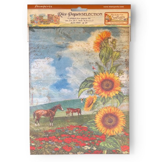 Kit 6 papiers de riz Sunflower Art Stamperia A4