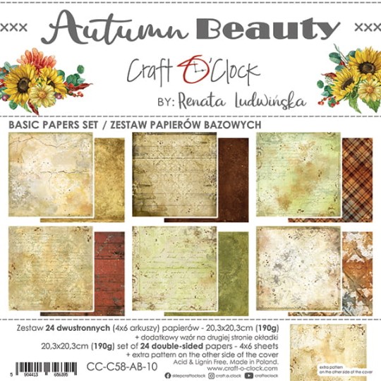 Assortiment papier scrapbooking Craft O Clock Autumn Beauty - Basic Papers 24fe 20x20