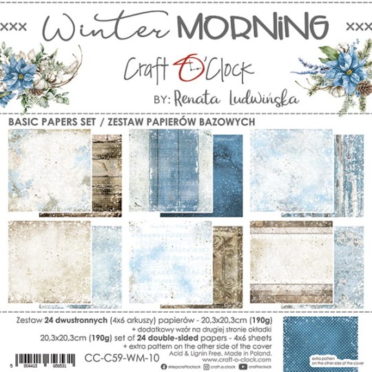 Assortiment papier scrapbooking Craft O Clock Winter Morning - Basic Papers 24fe 20x20