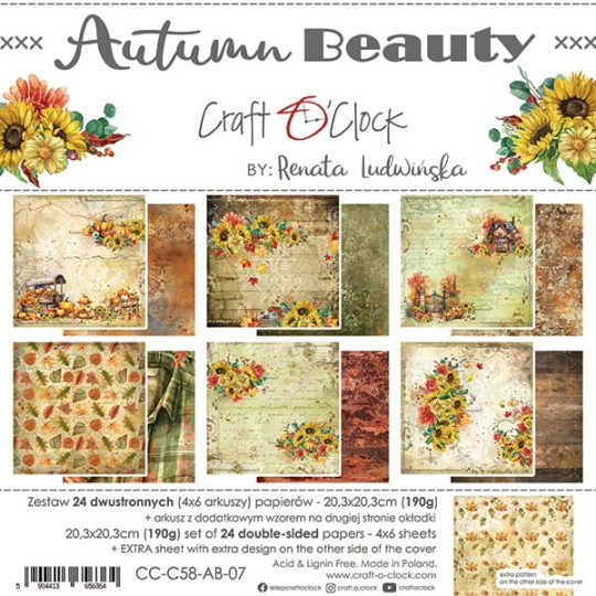 Assortiment papier scrapbooking Craft O Clock Autumn Beauty 24fe 20x20