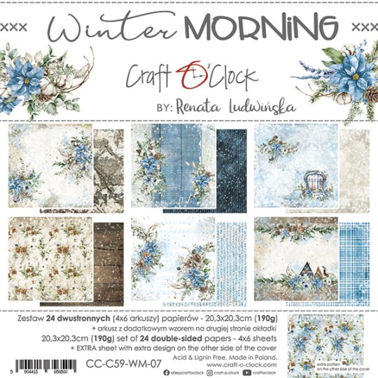 Assortiment papier scrapbooking Craft O Clock Winter Morning 24fe 20x20