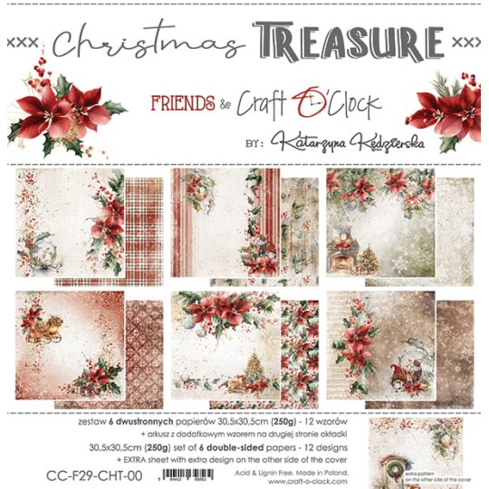 Assortiment papier scrapbooking Craft O Clock Christmas Treasure 6fe 30x30