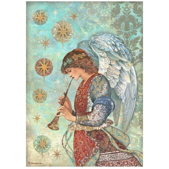 Papier de riz Christmas Greetings ange Stamperia A4