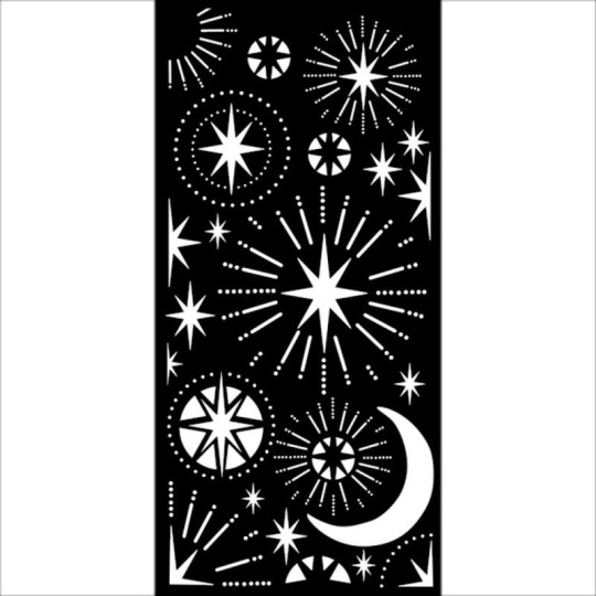 Pochoir scrapbooking Étoiles et lune de Noël Stamperia 12x25cm