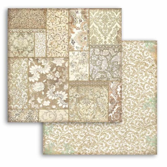 Papier Scrapbooking Christmas Greetings Patchwork ocre Stamperia 30x30cm
