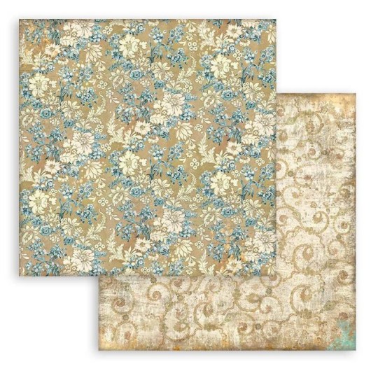 Papier Scrapbooking Christmas Greetings texture bleue Stamperia 30x30cm