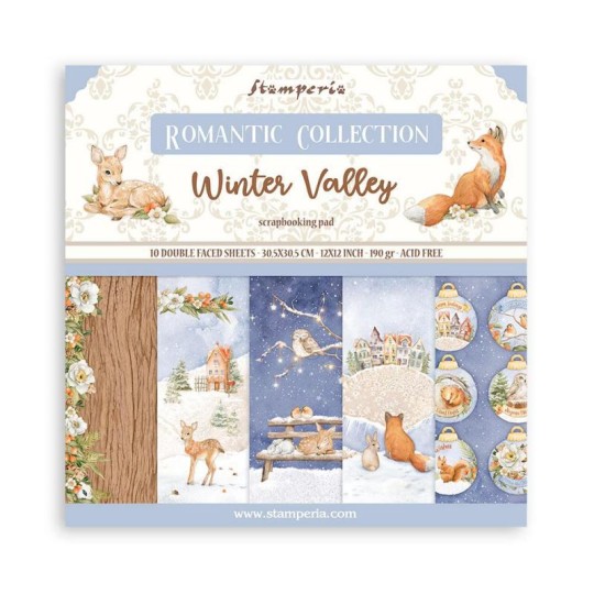 Papier scrapbooking assortiment Stamperia Winter Valley 10f 30x30