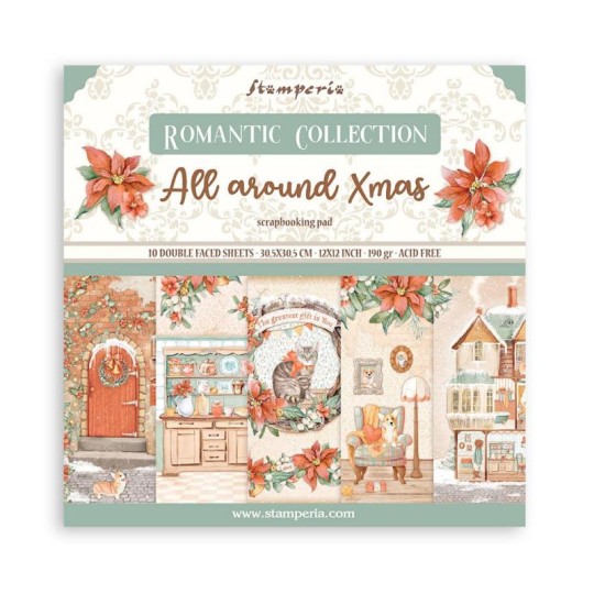 Papier scrapbooking All Around Christmas Stamperia 10f 30x30 assortiment