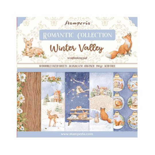 Papier scrapbooking Winter Valley Stamperia 10f 20x20 assortiment