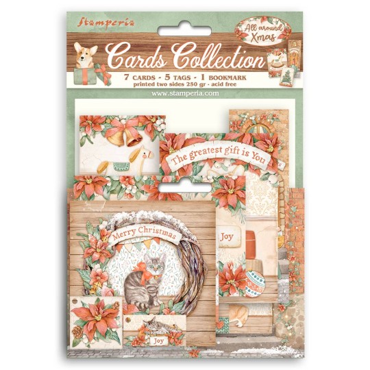 Collection cartes All Around Christmas Stamperia 7 cartes 5 tag 1 signet 10x15cm Collection cartes All Around Christmas Stamperia 7 cartes 5 tag 1 signet 10x15cm