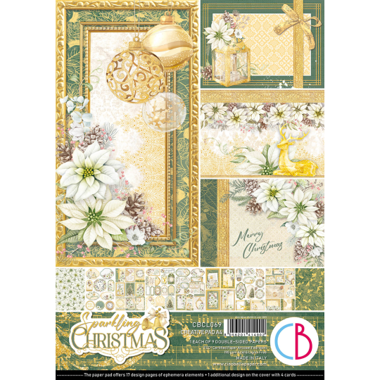 Papier scrapbooking Ciao Bella Sparkling Christmas 9fe A4 assortiment