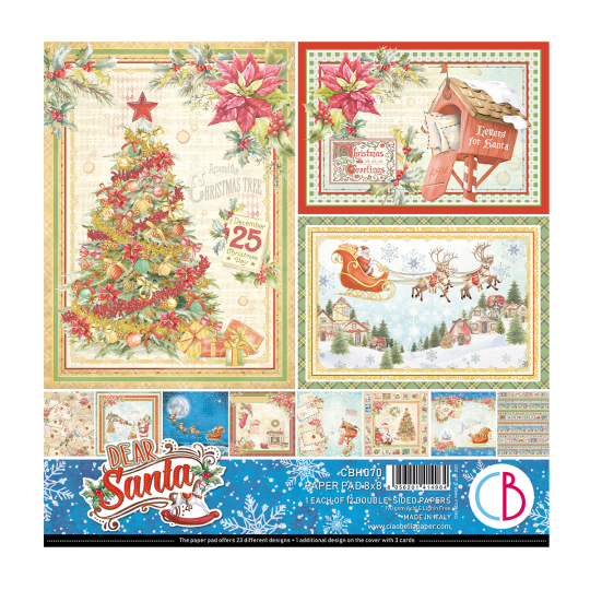 Papier scrapbooking Ciao Dear Santa 12fe 20x20 assortiment