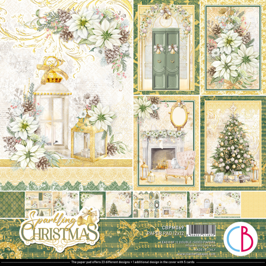 Papier scrapbooking Ciao Bella Sparkling Christmas 12fe 30x30 assortiment