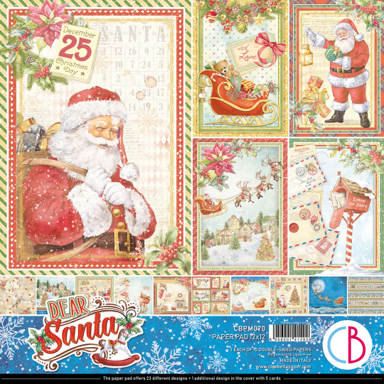 Papier scrapbooking Ciao Bella Dear Santa 12fe 30x30 assortiment