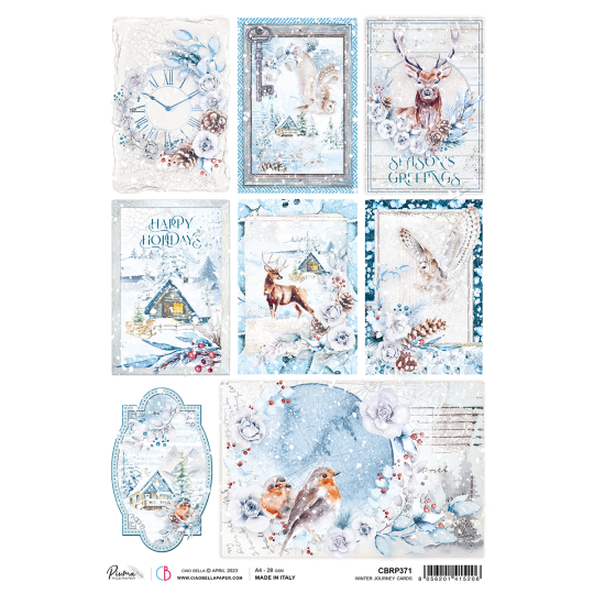 Papier de riz Ciao Bella A4 Winter Journey cards