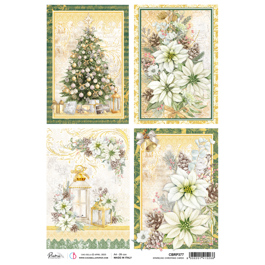 Papier de riz Ciao Bella A4 Sparkling Christmas cards