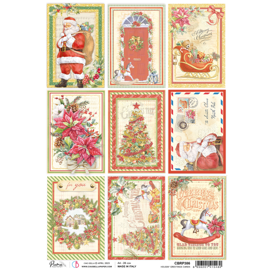 Papier de riz Ciao Bella A4 Holiday Greetings cards