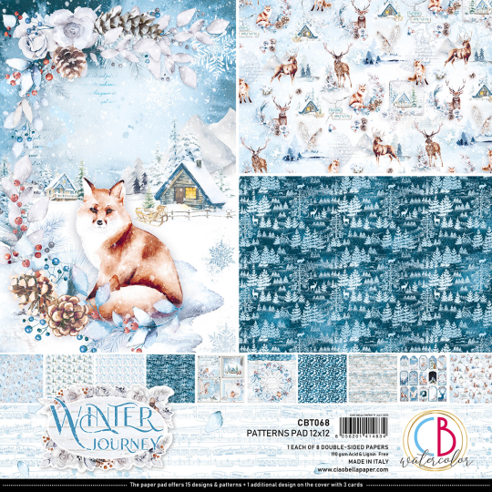 Papier scrapbooking Ciao Bella Winter Journey 8fe 30x30 assortiment