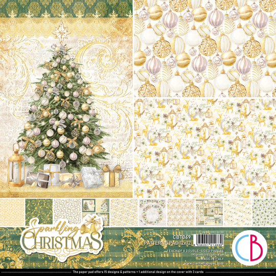 Papier scrapbooking Ciao Bella Sparkling Christmas 8fe 30x30 assortiment