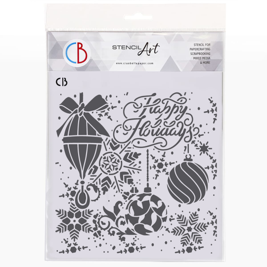 Pochoir scrapbooking Ciao Bella Happy holidays 20x20cm Pochoir scrapbooking Ciao Bella Happy holidays 20x20cm
