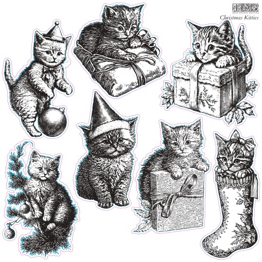 Tampons IOD Clear Stamps Christmas Kitties