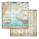 Feuille scrapbooking Stamperia Songs of the Sea voilier 30x30cm