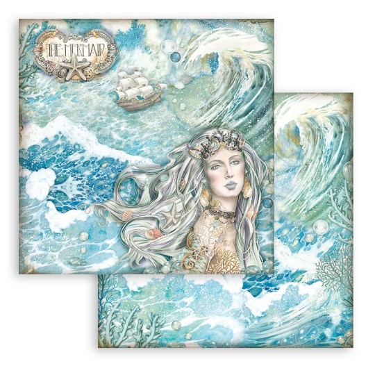 Feuille scrapbooking Stamperia Songs of the Sea sirene 30x30cm
