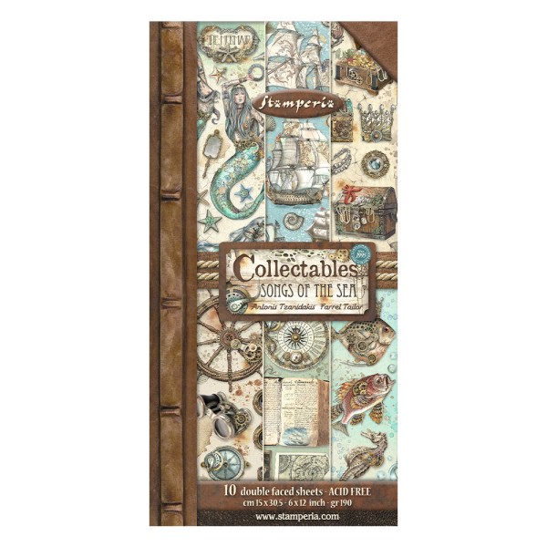 Papier scrapbooking Collectables Songs of the Sea Stamperia 10f 15x30 recto verso assortiment