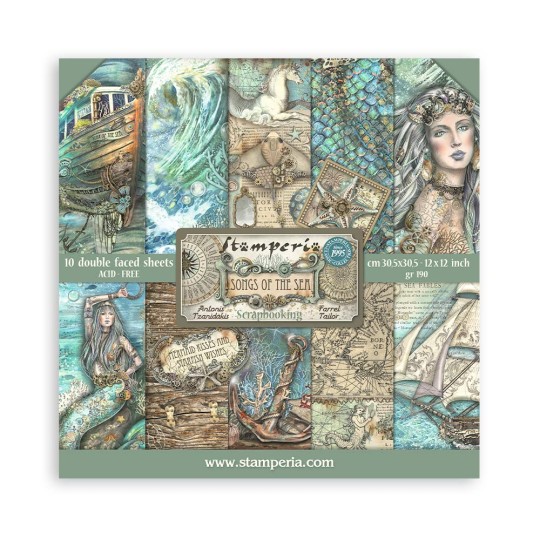 Papier scrapbooking assortiment Stamperia Songs of the Sea 10f 30x30