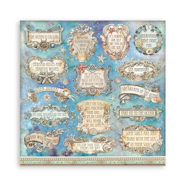 Papier scrapbooking Songs of the Sea Stamperia 10f 20x20 assortiment