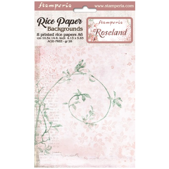 Kit 8 papiers de riz Roseland Stamperia A6