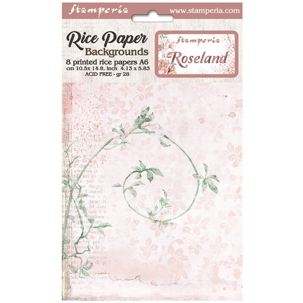 Kit 8 papiers de riz Roseland Stamperia A6