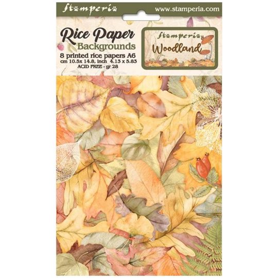 Kit 8 papiers de riz Woodland Stamperia A6