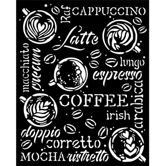 Pochoir scrapbooking Coffee and Chocolate Cappuccino Stamperia 20x25cm