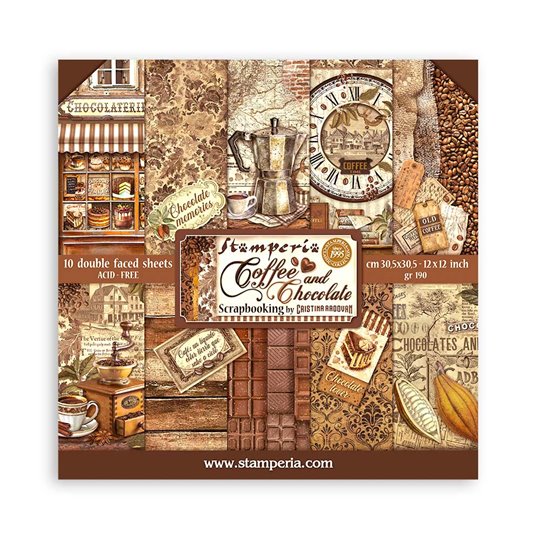 Papier scrapbooking assortiment Stamperia Coffee and Chocolate 10f 30x30