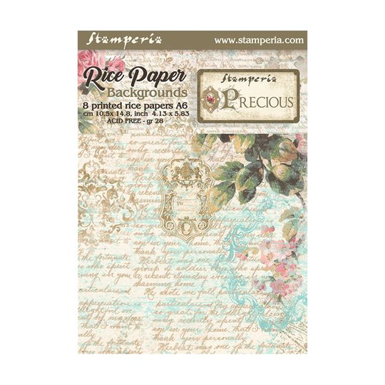 Kit 8 papiers de riz backgrounds - Precious Stamperia A6