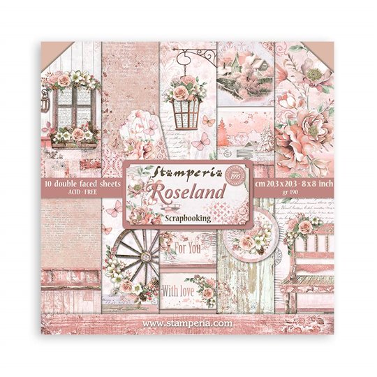 Papier scrapbooking Roseland Stamperia 10f 20x20 assortiment