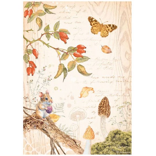 Papier de riz Papillons Woodland Stamperia A4