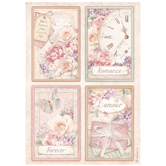 Papier de riz Romance Forever 4 cards Stamperia A4