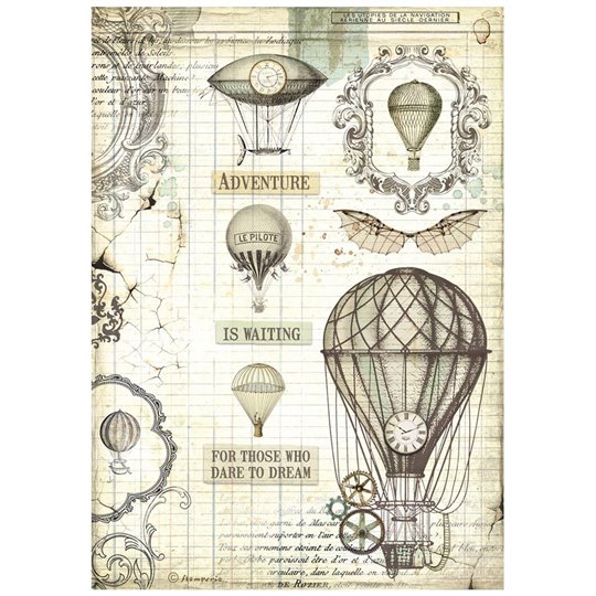 Papier de riz Voyages Fantastiques balloon Stamperia A4