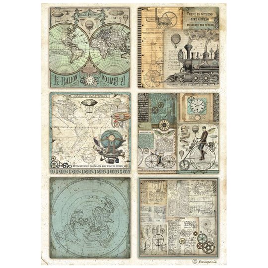 Papier de riz Voyages Fantastiques 6 cards Stamperia A4