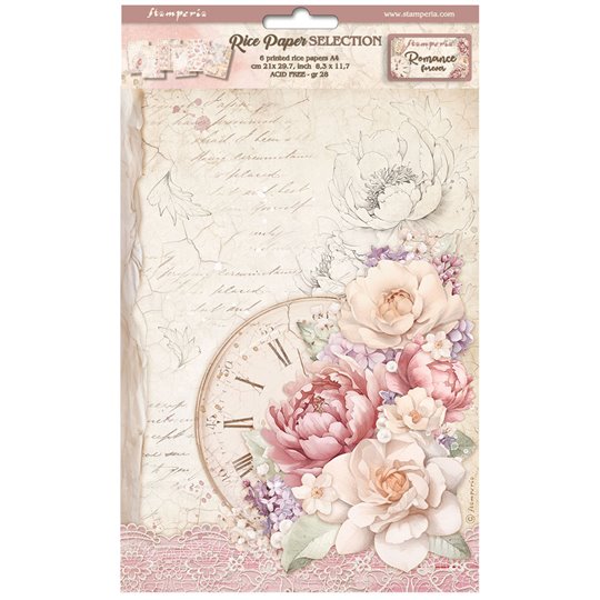 Kit 6 papiers de riz Romance Forever Stamperia A4