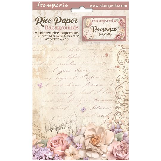 Kit 8 papiers de riz Romance Forever Stamperia A6