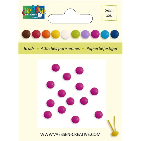 Attaches parisiennes Fuchsia 5mm 50 pcs