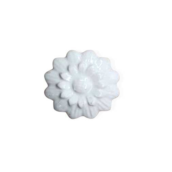 Poignée de meubles en métal bouton céramique blanche 4cm